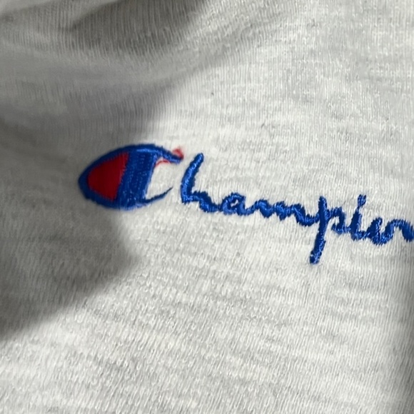 VTG Champion Gray Logo Crewneck 1990s Pullover Stitched Sweatshirt - Picture 3 of 4